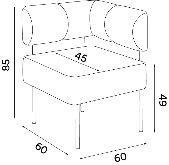 Daybe Dining Modular Sofa — Corner Module — Mål