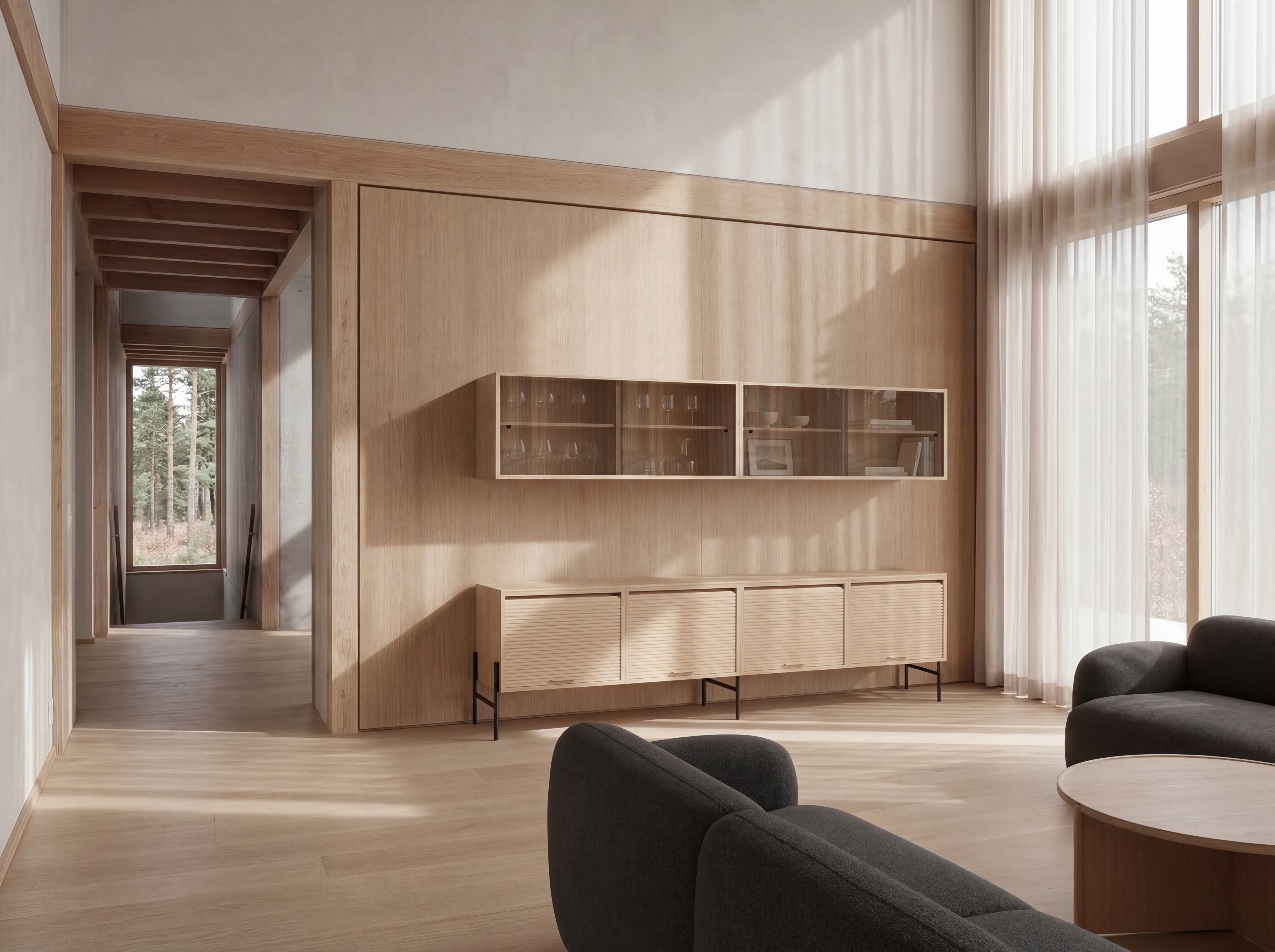 Hifive tambour and glass cabinet set 200