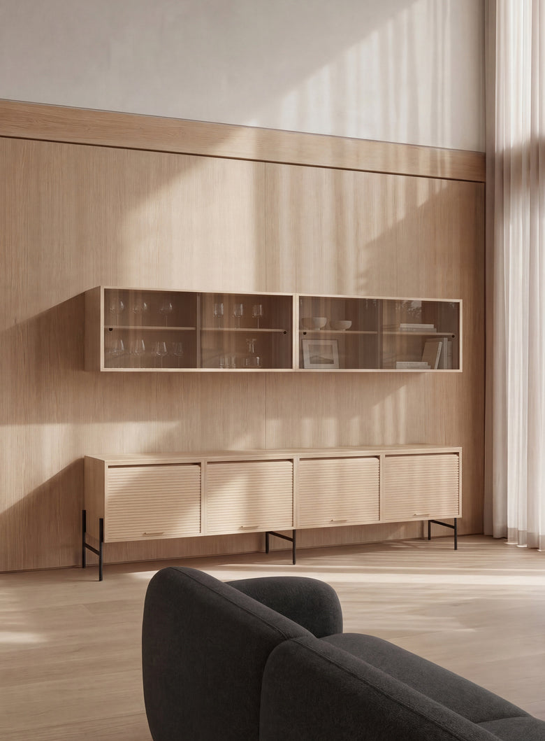Hifive tambour and glass cabinet set 200